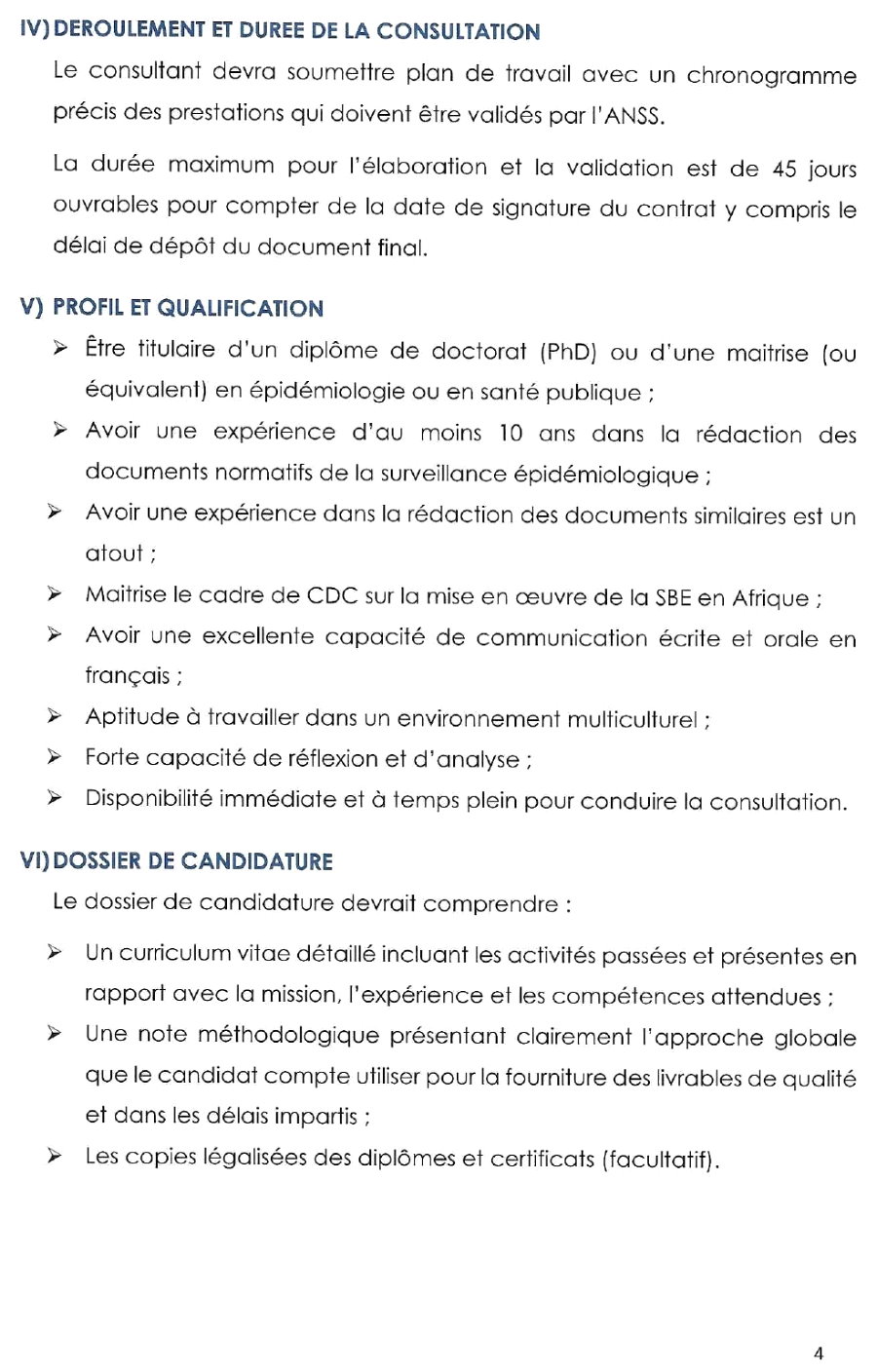 Termes De Références Du Recrutement D'un Consultant National Pour L'élaboration Des Directives Nationales, Incluant La Liste Des Signaux Et Des Outils | Page 5