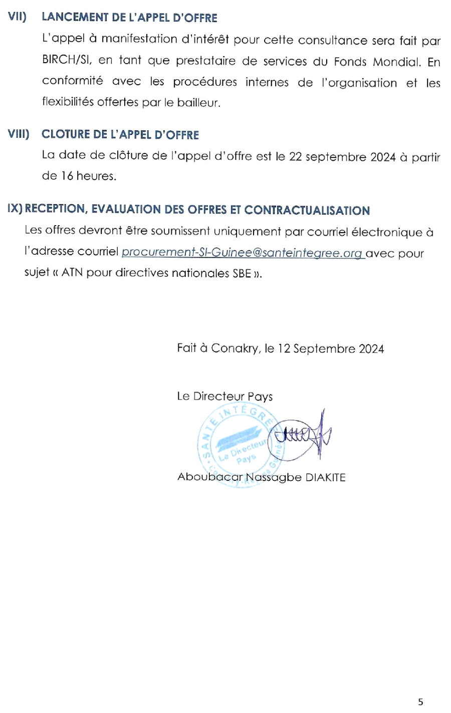 Termes De Références Du Recrutement D'un Consultant National Pour L'élaboration Des Directives Nationales, Incluant La Liste Des Signaux Et Des Outils | Page 6