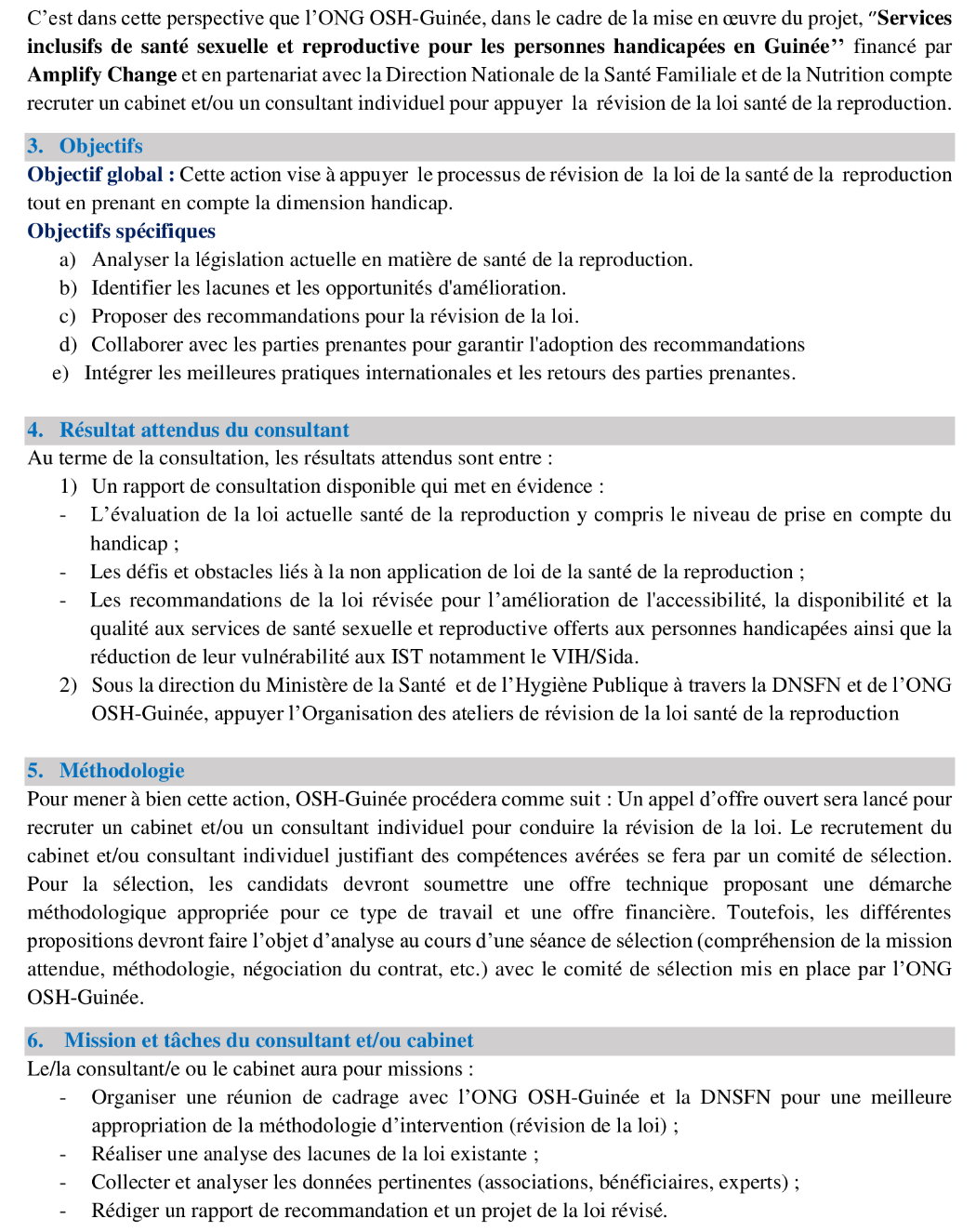 Recrutement d’un consultant pour  l’appui au processus de  révision de la loi de la santé  de la reproduction | page 2