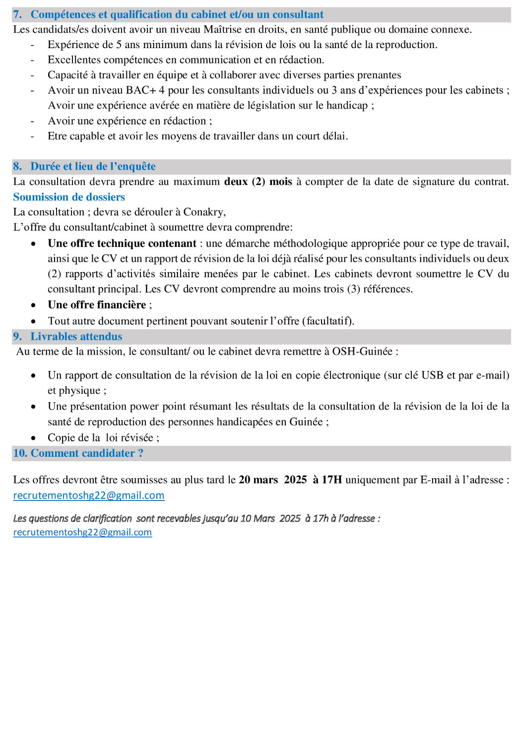 Recrutement d’un consultant pour  l’appui au processus de  révision de la loi de la santé  de la reproduction | page 3