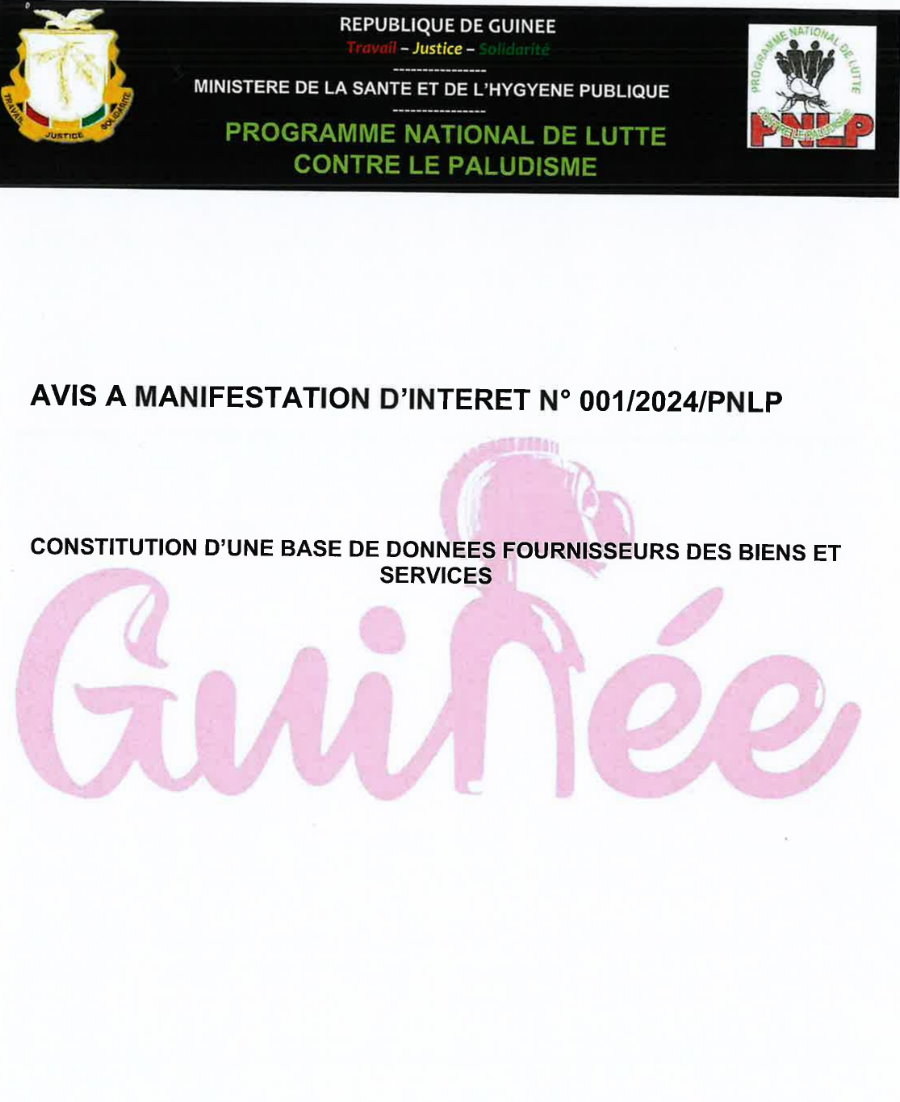 AVIS A MANIFESTATION D'INTERET POUR LA CONSTITUTION D'UNE BASE DE DONNEES FOURNISSEURS DES BIENS ET SERVICES | Page 1