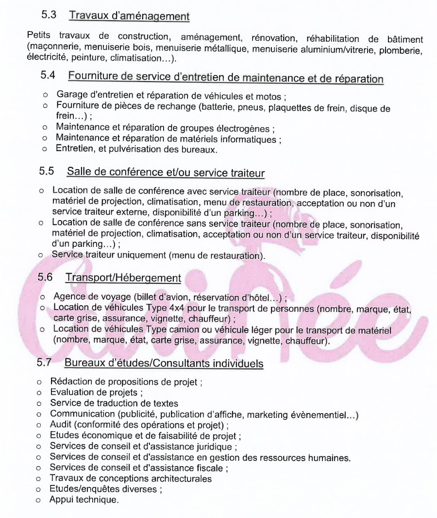 AVIS A MANIFESTATION D'INTERET POUR LA CONSTITUTION D'UNE BASE DE DONNEES FOURNISSEURS DES BIENS ET SERVICES | Page 4