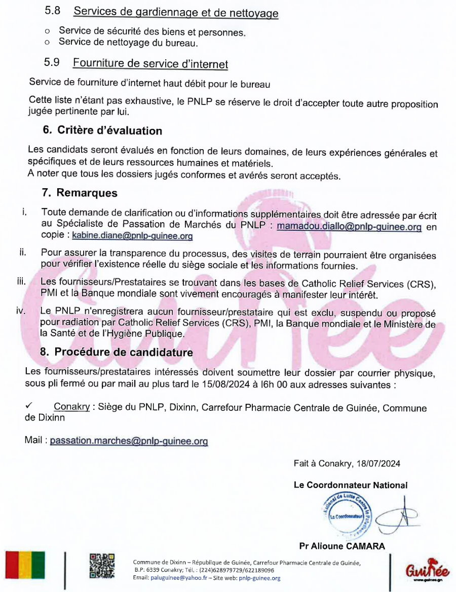 AVIS A MANIFESTATION D'INTERET POUR LA CONSTITUTION D'UNE BASE DE DONNEES FOURNISSEURS DES BIENS ET SERVICES | Page 5