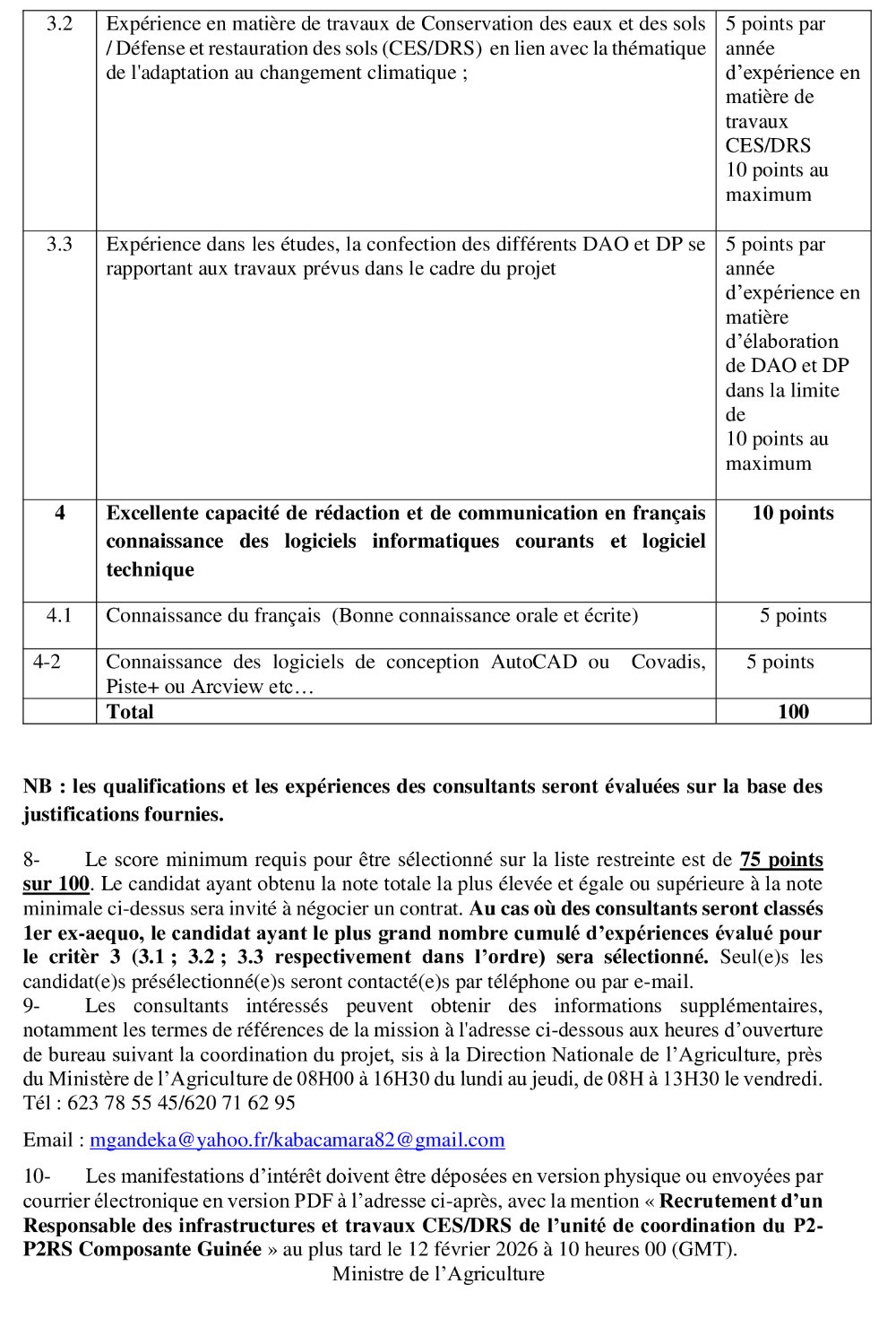 AVIS À MANIFESTATION D’INTÉRÊT pour le Recrutement d’un Responsable des infrastructures et travaux CES/DRS du Projet P2R2S Guinée | Page 3