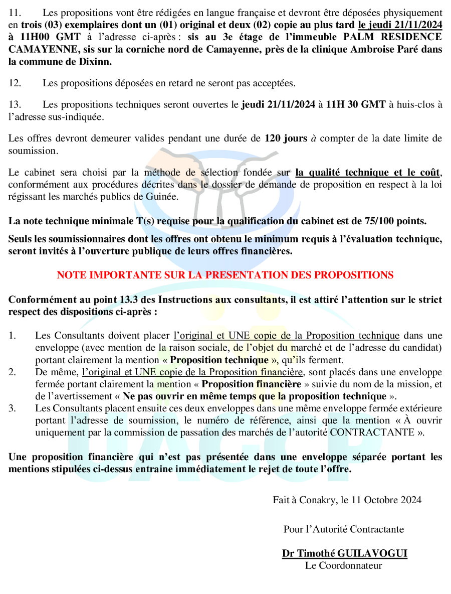 Avis de Recrutement d'un cabinet spécialisé dans la réalisation des enquêtes pour l’enquête Lot Quality Assurance Sampling (LQAS) en faveur du PEV dans les 8 régions sanitaires de la Guinée en 2024 | Page 2