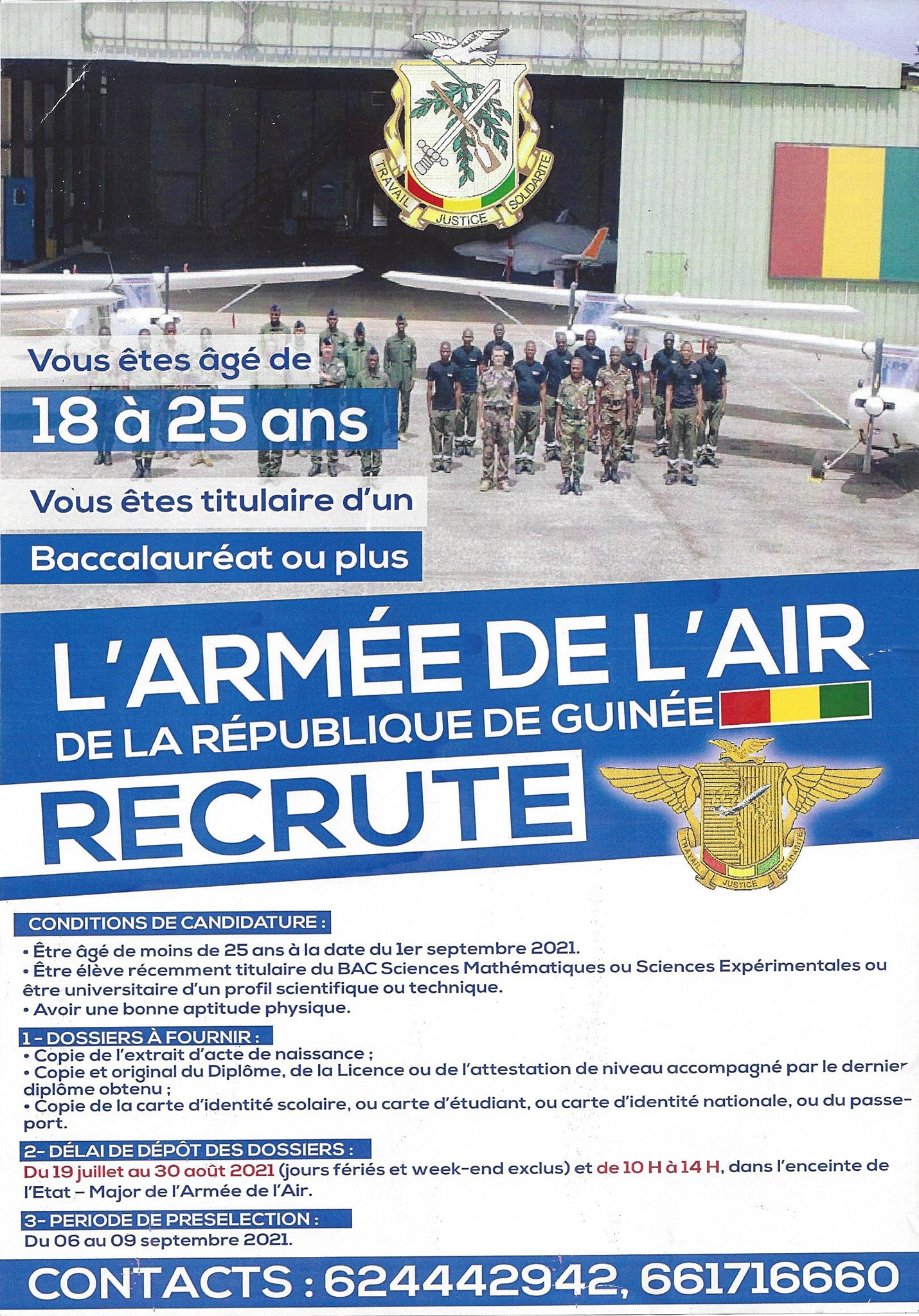 l'armée de l'air guinéenne recrute - recrutement concours armée guinée