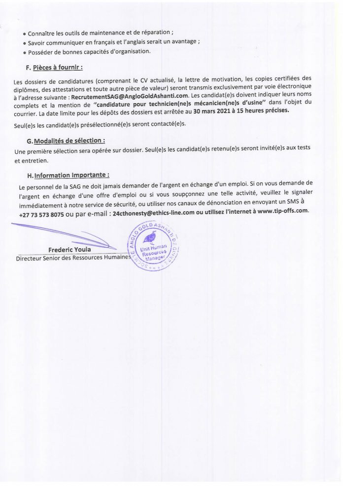 Offre d'emploi en Guinée- Sag Recrutement p2