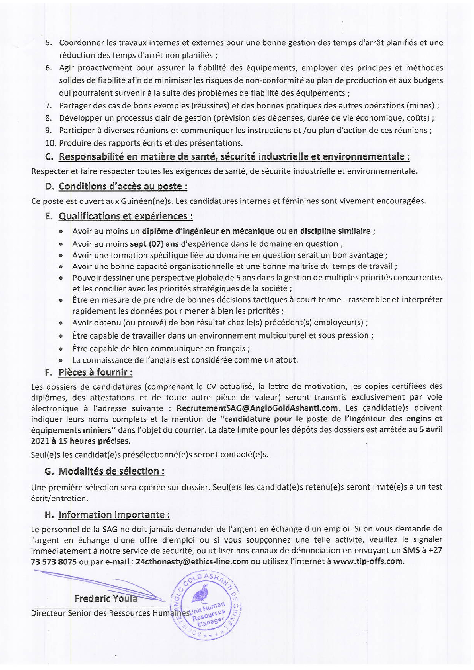 offre d'emploi en guinée - recrutement CRS p2